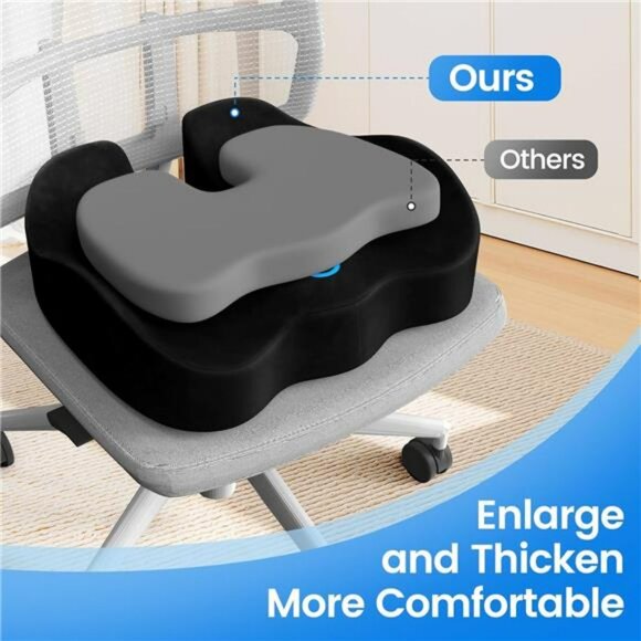 Memory Foam Seat Cushion Office Car Chair Pad with Handle Non Slip Tailbone Pain - Picture 6 of 7